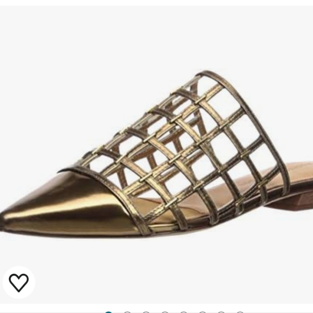 NEW! Sigerson Morrison Eddi Caged Pointed Flats Gold 38.5